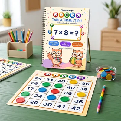 Bingo tabla înmulțirii — toată familia joacă, copilul calculează
